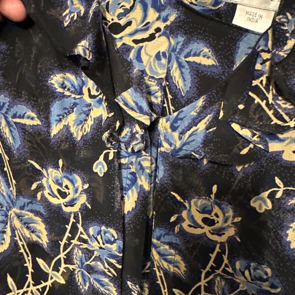 Leslie Fay 10 Women's 2 Piece Navy Floral Sleeveless Midi Shift Dress & Blouse - Picture 3 of 11